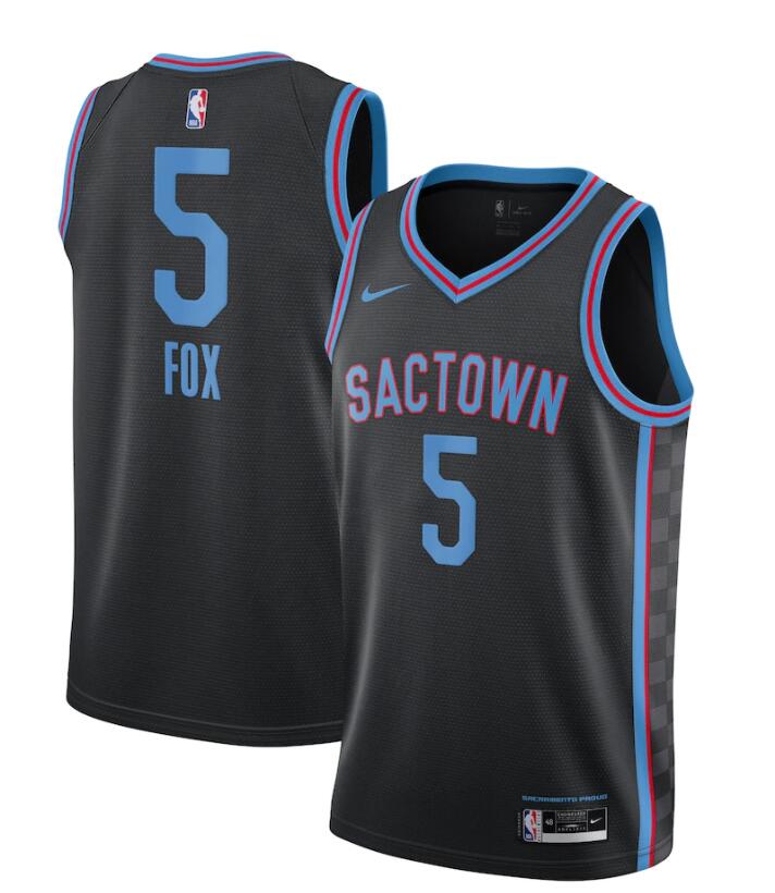 Mens Sacramento Kings #5 De'Aaron Fox Black Nike 2020-21 NBA City Edition Jersey