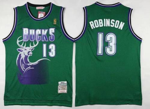 Mens Milwaukee Bucks #13 Glenn Robinson Green Mitchell & Ness Hardwood Classics Swingman Jersey