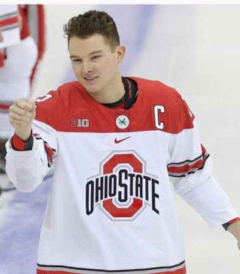 Mens Ohio State Buckeyes #12 Austin Pooley Nike 2019 White College Hockey Jersey