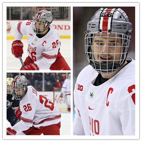 Mens Ohio State Buckeyes #26 Mason Jobst  Nike 2018 White Ohio State College Hockey Jersey