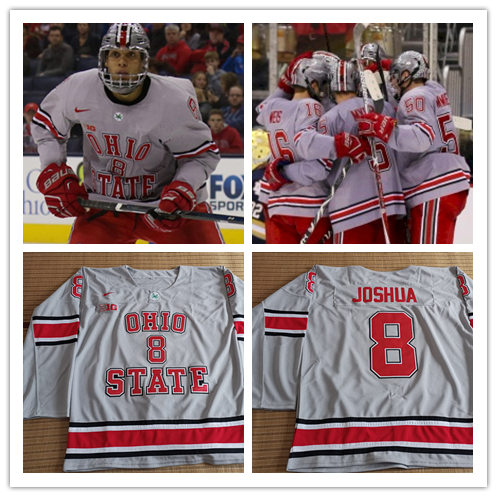 Mens Ohio State Buckeyes Custom Ryan Kesler Sean Romeo Matthew Jennings Evan Moyse Nike Grey Hockey Jersey