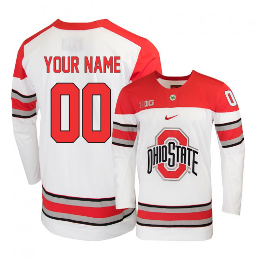 Mens Ohio State Buckeyes Custom Sasha Larocque Dakota Joshua Paul Caponigri  Nike 2019 White Hockey Jersey