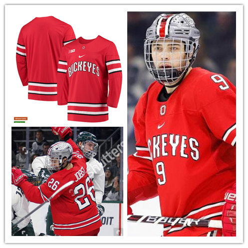 Mens Ohio State Buckeyes Custom Austin Pooley Quinn Preston Gustaf Westlund Grant Gabriele  Nike 2019 Red Hockey Jersey