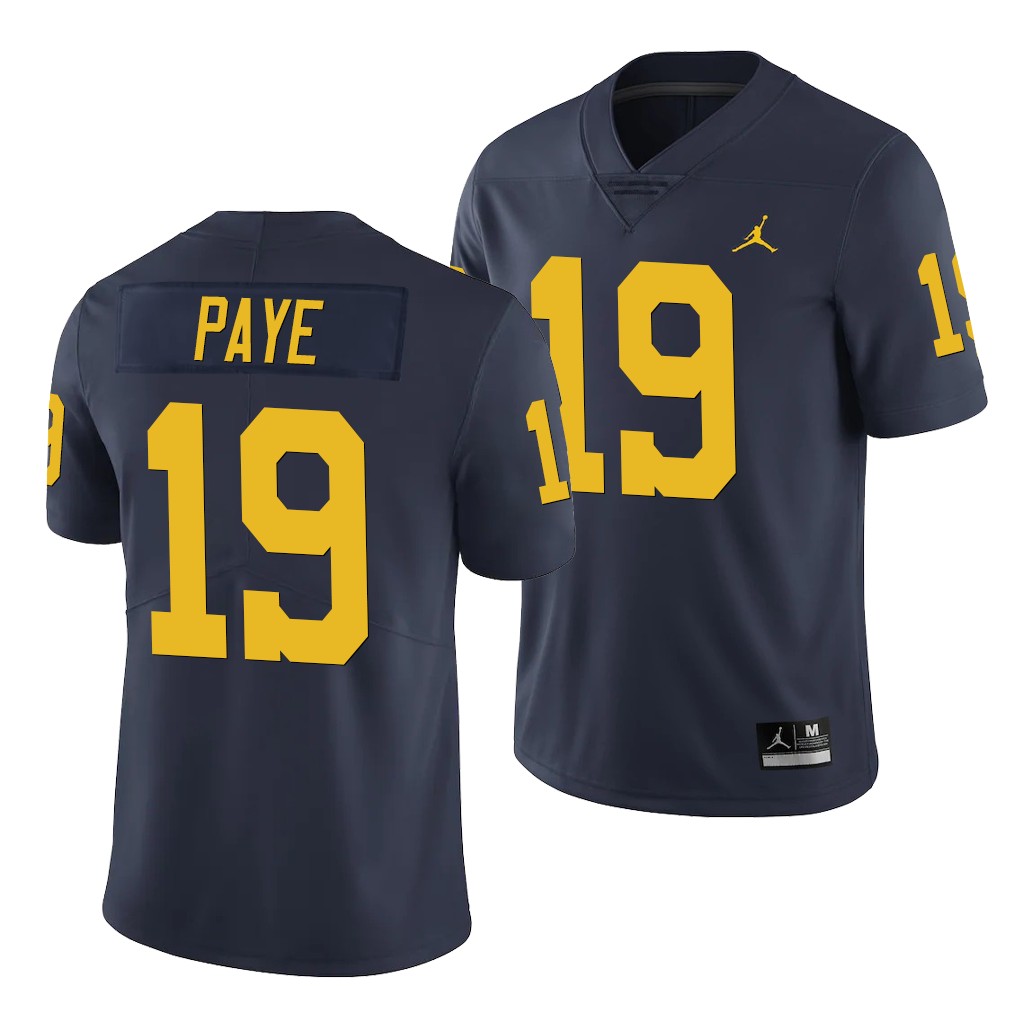 Mens Michigan Wolverines #19 Kwity Paye Navy Stitched Jordan College Football Jersey