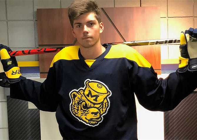 Mens Michigan Wolverines Custom  Nike Navy College Training Hockey Jersey