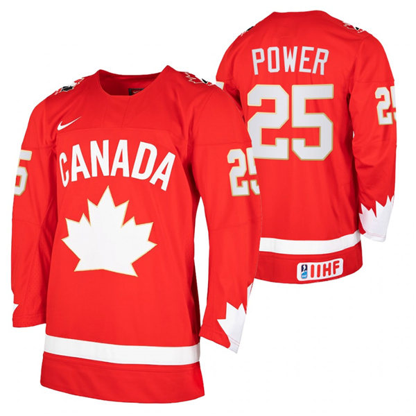 Mens Canada Hockey Team #25 Owen Power Stitched 2021 IIHF World Junior Championship Heritage Limited Red Jersey