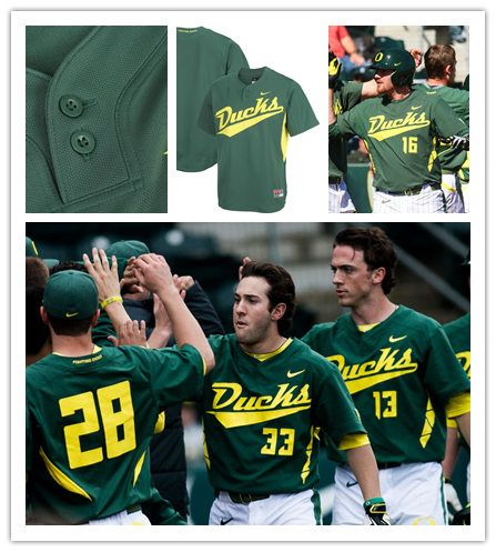 Mens Oregon Ducks Custom Josh Kasevich Robert Ahlstrom Brett Walker Cullen Kafka Nike 2017 Green Two-Button Pullover Baseball Jersey