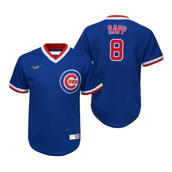 Youth Chicago Cubs #8 Ian Happ Nike Royal Cooperstown Collection  Jersey