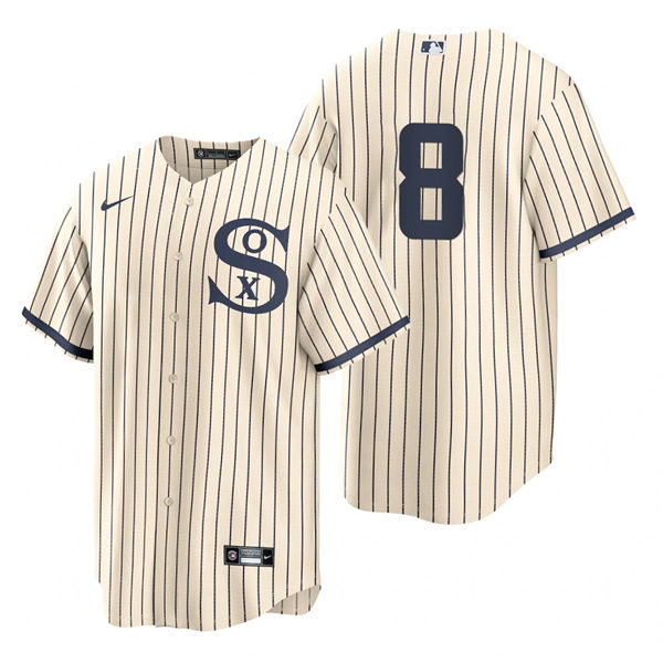 Mens Chicago White Sox #8 Bo Jackson Nike White PIN STRIPE 2021 Field of Dreams Jersey