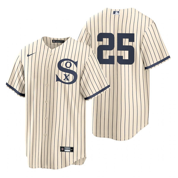 Mens Chicago White Sox #25 Andrew Vaughn Nike White PIN STRIPE 2021 Field of Dreams Jersey