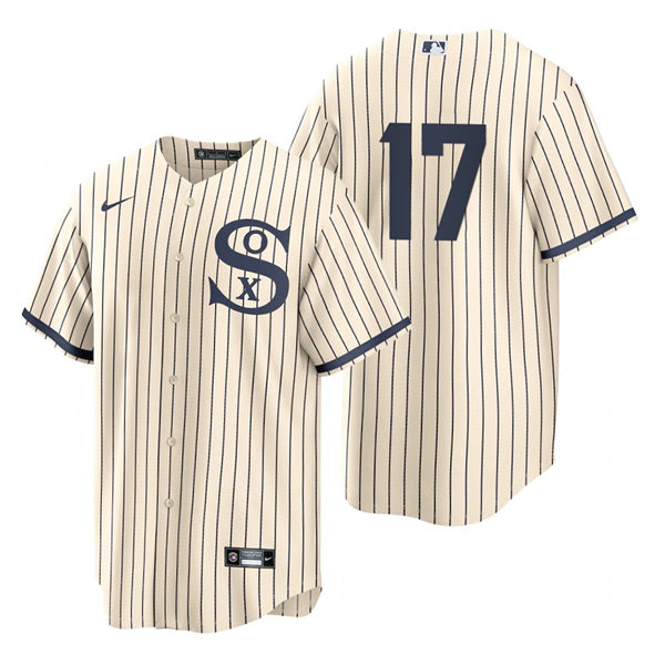 Mens Chicago White Sox #17 Luis Gonzalez Nike White PIN STRIPE 2021 Field of Dreams Jersey
