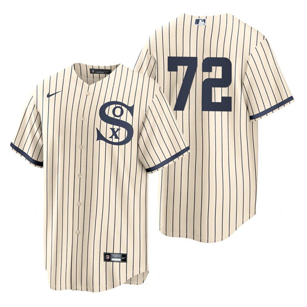Mens Chicago White Sox #72 Carlton Fisk Nike White PIN STRIPE 2021 Field of Dreams Jersey