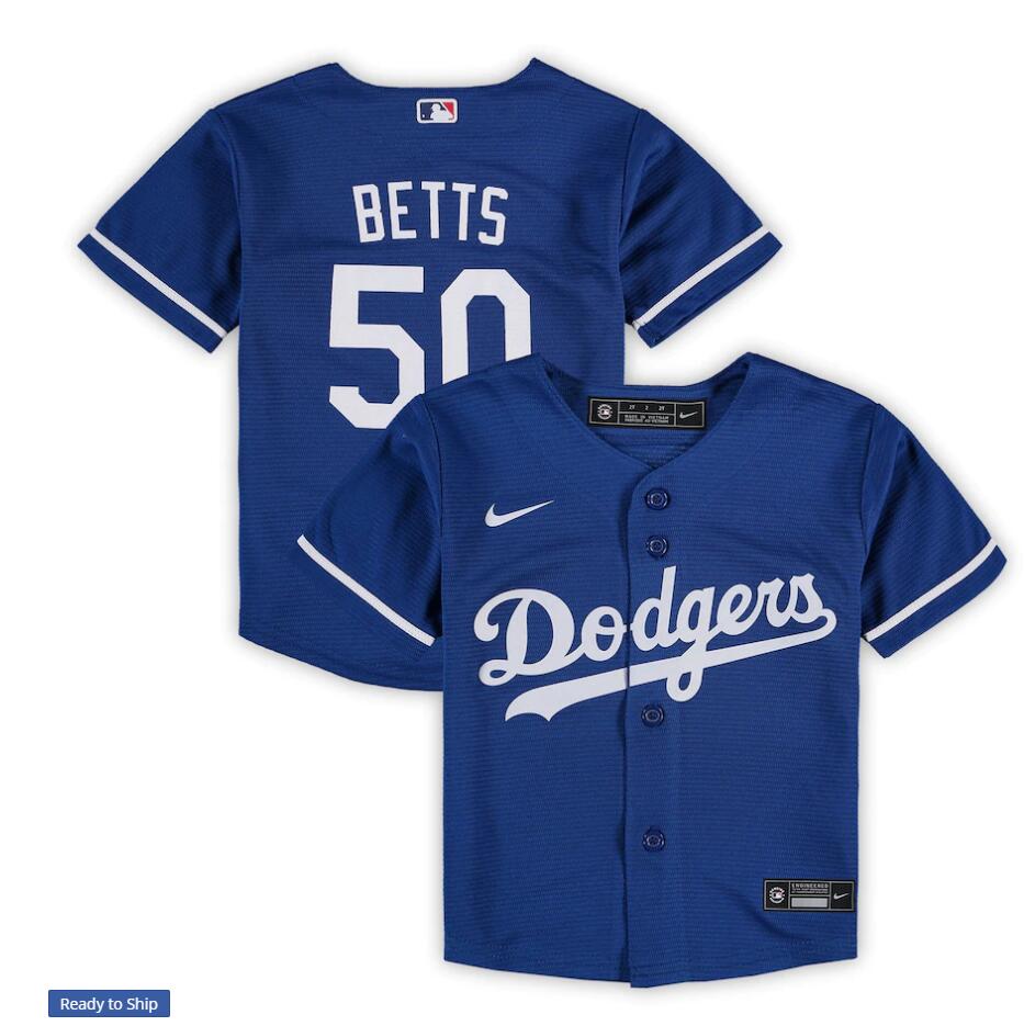 Toddlers Los Angeles Dodgers #50 Mookie Betts Nike Royal Alternate Preschool Baseball Jersey