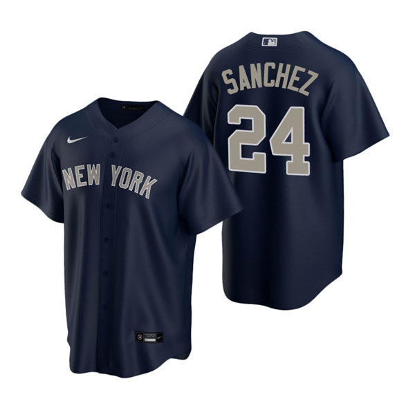 Mens New York Yankees #24 Gary Sanchez Nike Navy Alternate 2nd with Name New York Cool Base Jersey