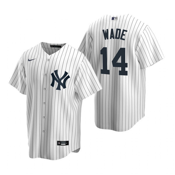 Mens New York Yankees #14 Tyler Wade Nike White Home with Name Cool Base Jersey
