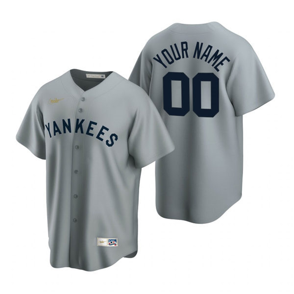 Mens New York Yankees Custom Don Mattingly Tino Martinez Jorge Posada Jim Abbott Nike Gray Cooperstown Collection Jersey