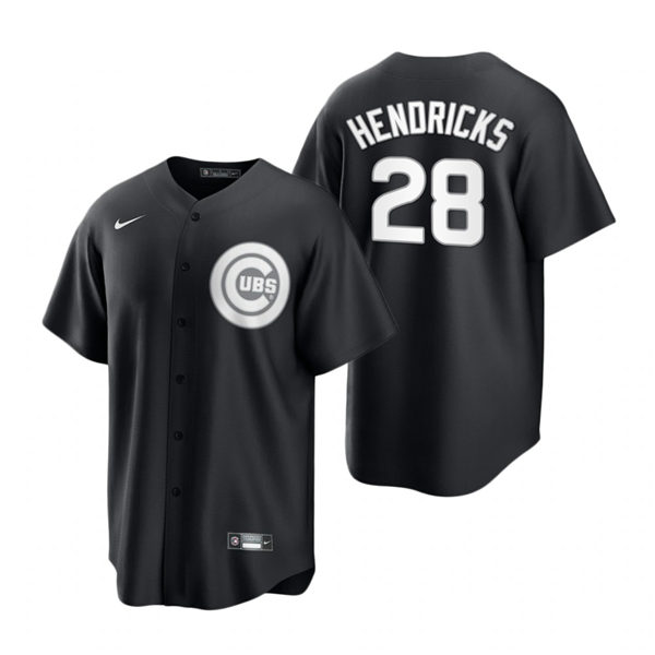 Mens Chicago Cubs #28 Kyle Hendricks Nike 2021 Black Fashion Jersey