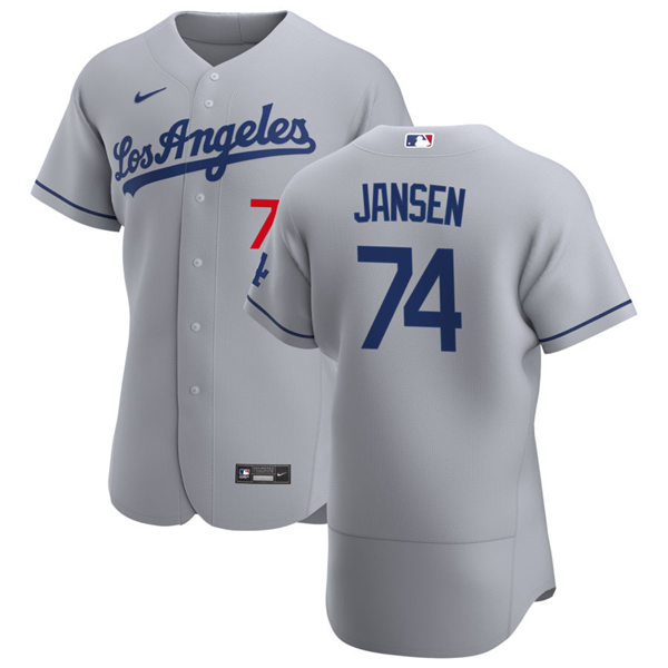 Mens Los Angeles Dodgers #74 Kenley Jansen Nike Grey Los Angeles FlexBase Jersey
