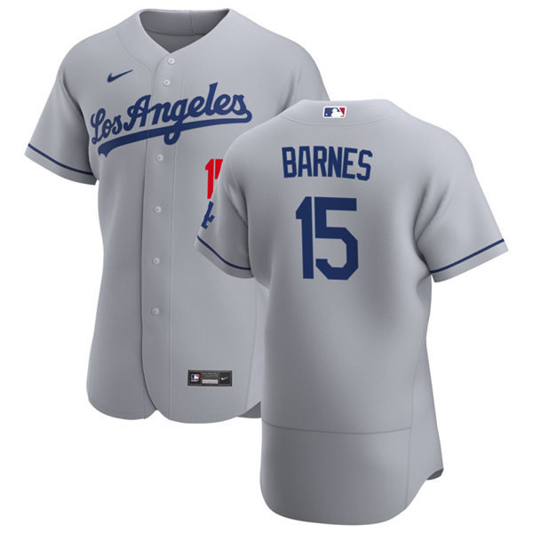 Mens Los Angeles Dodgers #15 Austin Barnes Nike Grey Road FlexBase Jersey