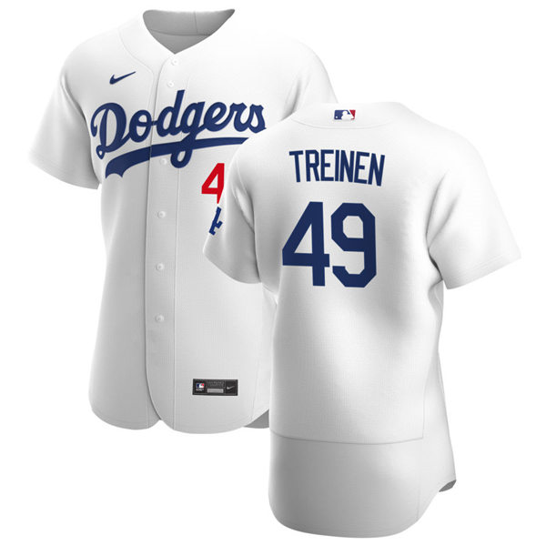 Mens Los Angeles Dodgers #49 Blake Treinen Nike White Home FlexBase Jersey