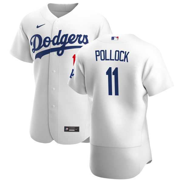Mens Los Angeles Dodgers #11 A.J. Pollock Nike White Home FlexBase Jersey