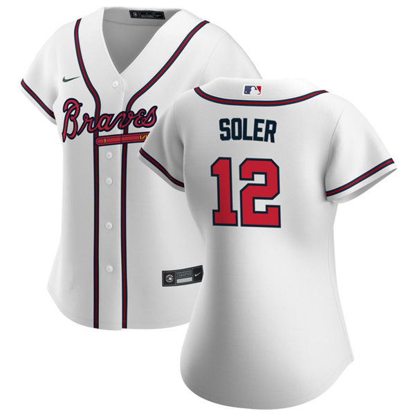 Womens Atlanta Braves #12 Jorge Soler Nike Home White Cool Base Jersey