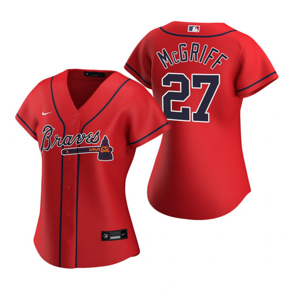 Womens Atlanta Braves Retired Player #27 Fred McGriff Nike Red Alternate Cool Base Jersey