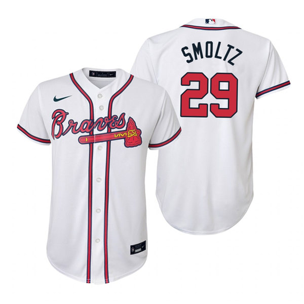 Youth Atlanta Braves Retired Player #29 John Smoltz Nike Home White Cool Base Jersey