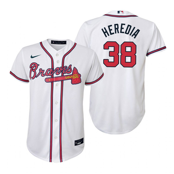 Youth Atlanta Braves #38 Guillermo Heredia Nike Home White Cool Base Jersey