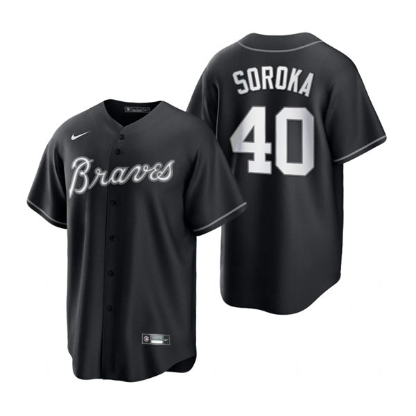 Mens Atlanta Braves #40 Mike Soroka Nike Stitched 2021 Black Fashion Jersey