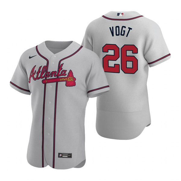 Mens Atlanta Braves #26 Stephen Vogt Nike MLB Grey Away Cool Base Jersey 