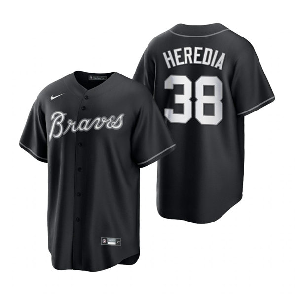 Mens Atlanta Braves #38 Guillermo Heredia Stitched 2021 Black Fashion Jersey