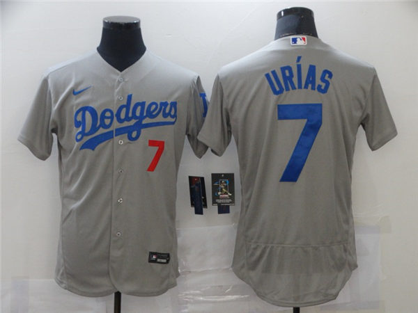 Mens Los Angeles Dodgers #7 Julio Urias  Nike Grey Road FlexBase Jersey