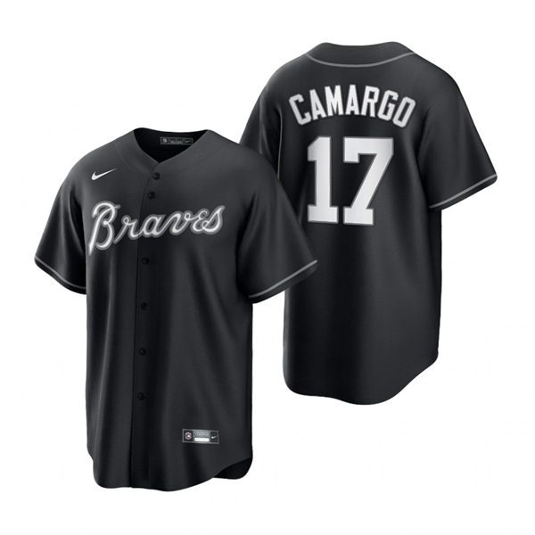 Mens Atlanta Braves #17 Johan Camargo Nike Stitched 2021 Black Fashion Jersey