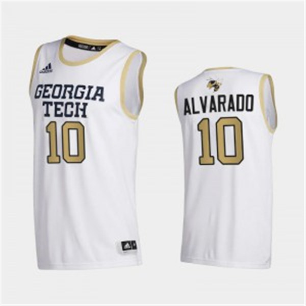 Mens Georgia Tech Yellow Jackets #10 Jose Alvarado Adidas 2020-21 White Georgia Tech College Basketball Jersey
