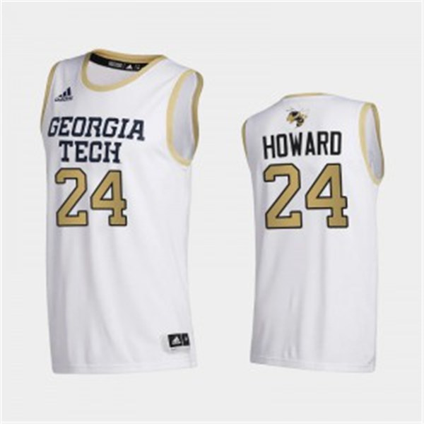 Mens Georgia Tech Yellow Jackets #24 Rodney Howard Adidas 2020-21 White Georgia Tech College Basketball Jersey