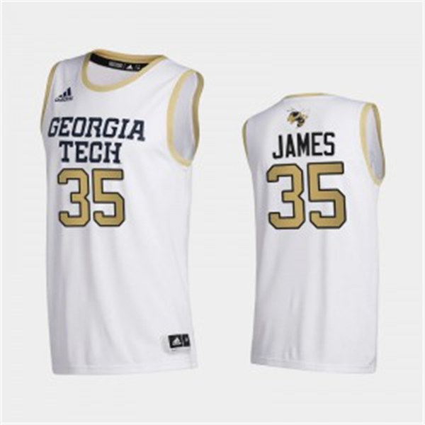 Mens Georgia Tech Yellow Jackets #35 Jehloni James Adidas 2020-21 White Georgia Tech College Basketball Jersey