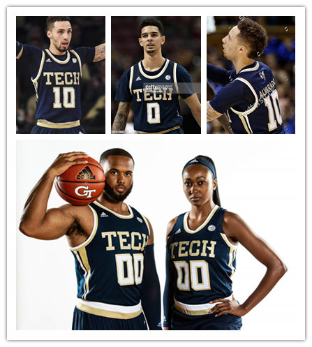 Mens Georgia Tech Yellow Jackets Custom Michael Devoe John Salley Mark Price Rich Yunkus Roger Kaiser Adidas 2018 Navy Tech Basketball Jersey