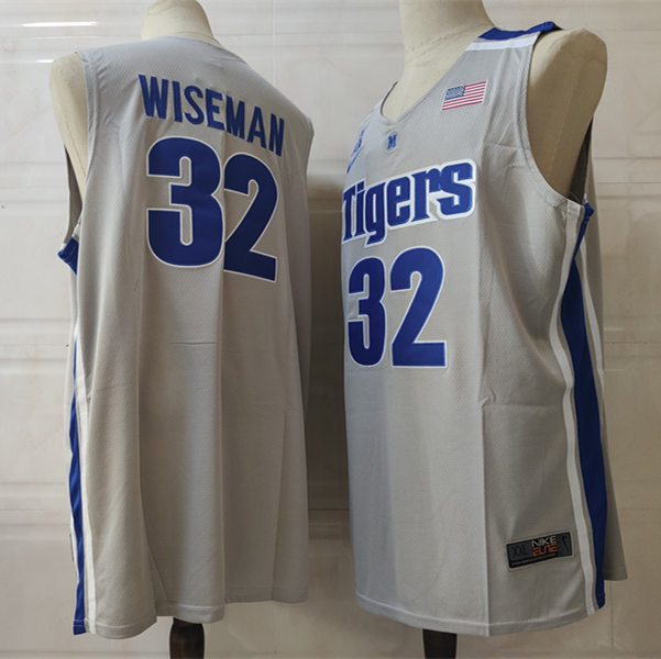 Mens Memphis Tigers #32 James Wiseman Nike 2020 Grey Tigers College Basketball Jersey