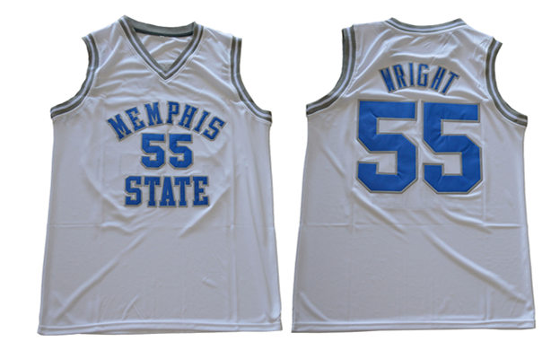 Mens Memphis Tigers #55 Lorenzen Wright Nike 2018 White Memphis State College Basketball Jersey