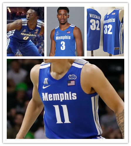Mens Memphis Tigers Custom Elliot Williams Jeremiah Martin Tarik Black Adonis Thomas Antonio Anderson Nike 2020 Blue Basketball Jersey