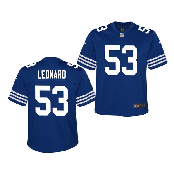 Youth Indianapolis Colts #53 Darius Leonard Nike Royal Alternate Retro Vapor Limited Jersey