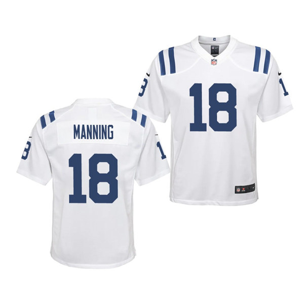 Youth Indianapolis Colts Retired Player #18 Peyton Manning Nike White Vapor Limited Jersey