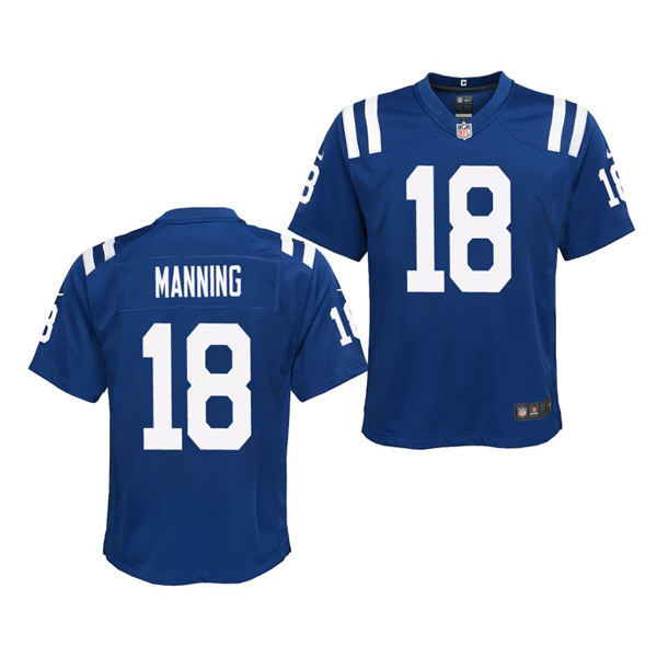 Youth Indianapolis Colts Retired Player #18 Peyton Manning Nike Royal Vapor Limited Jersey