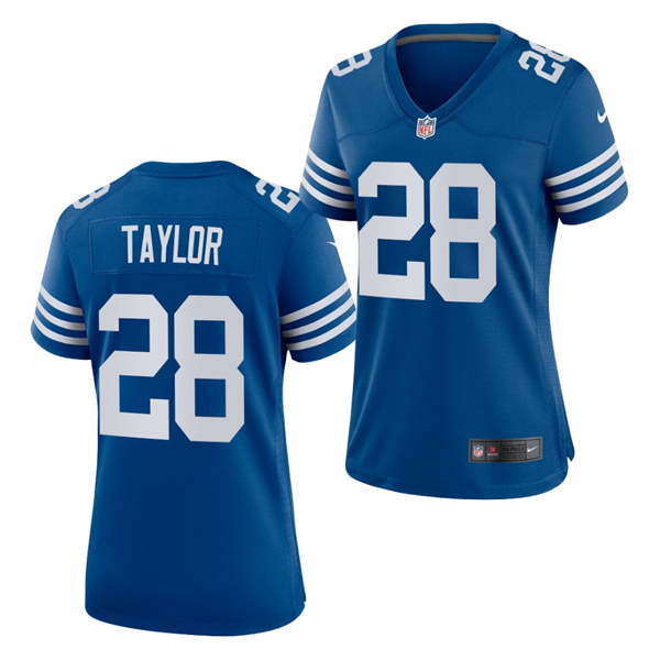 Womens Indianapolis Colts #28 Jonathan Taylor Nike Royal Alternate Retro Vapor Limited Jersey