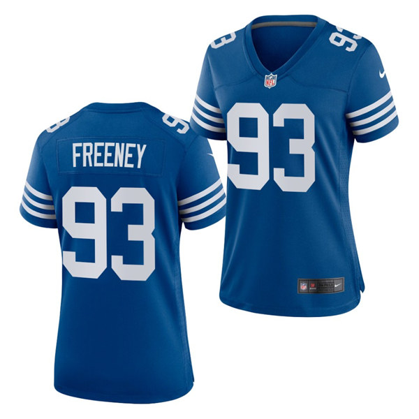 Womens Indianapolis Colts Retired Player #93 Dwight Freeney Nike Royal Alternate Retro Vapor Limited Jersey