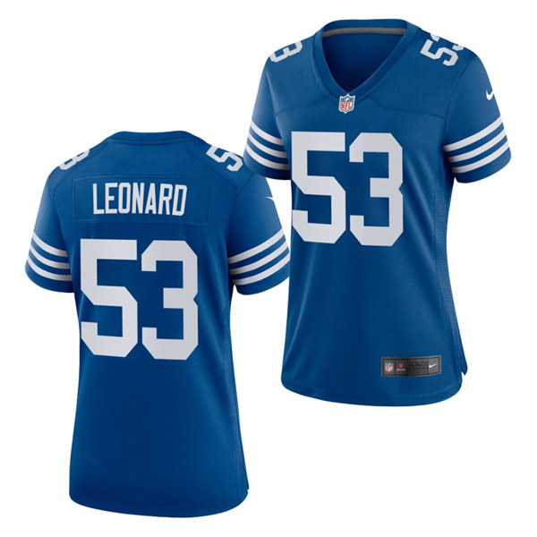 Womens Indianapolis Colts #53 Darius Leonard Nike Royal Alternate Retro Vapor Limited Jersey