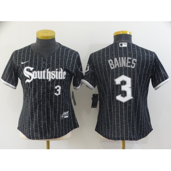 Womens Chicago White Sox #3 Harold Baines Nike Black 2021 Chicago City Connect Jersey