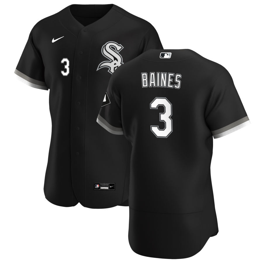 Mens Chicago White Sox Retired Player #3 Harold Baines Nike Black Alternate Flex Base Jersey