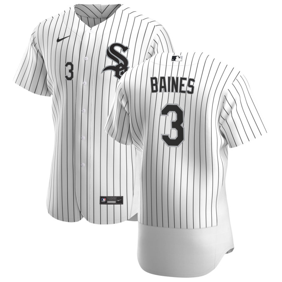Mens Chicago White Sox Retired Player #3 Harold Baines Nike White Home Flex Base Jersey